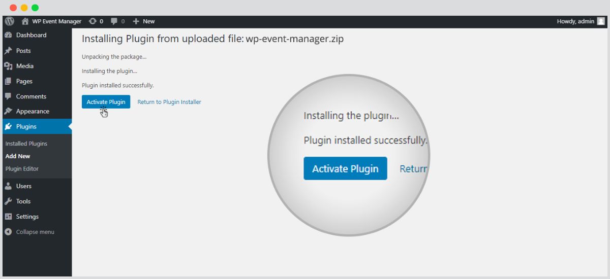 active plugin button