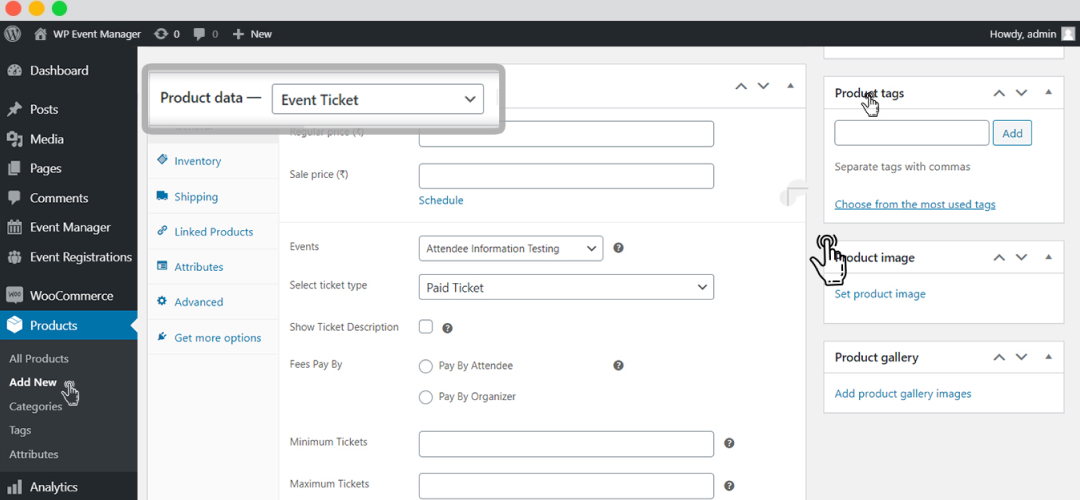 add event tickets