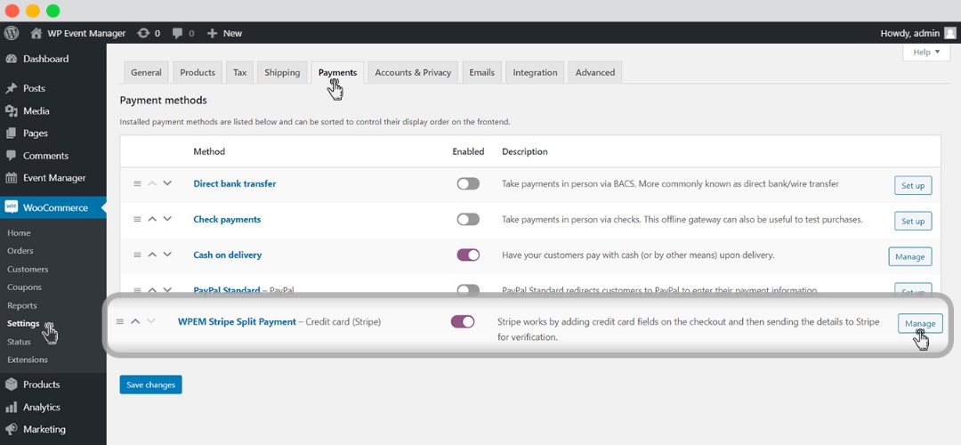 admin setting