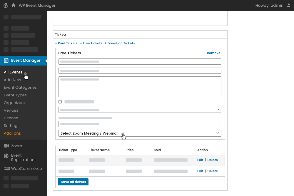 Admin Zoom Meeting Linking Tickets New