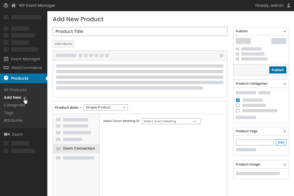 Admin Zoom Meeting Linking Woocommerce Products