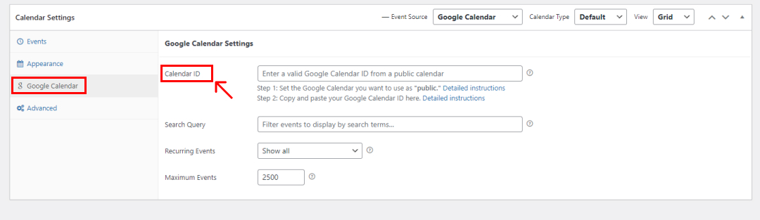 calendar id