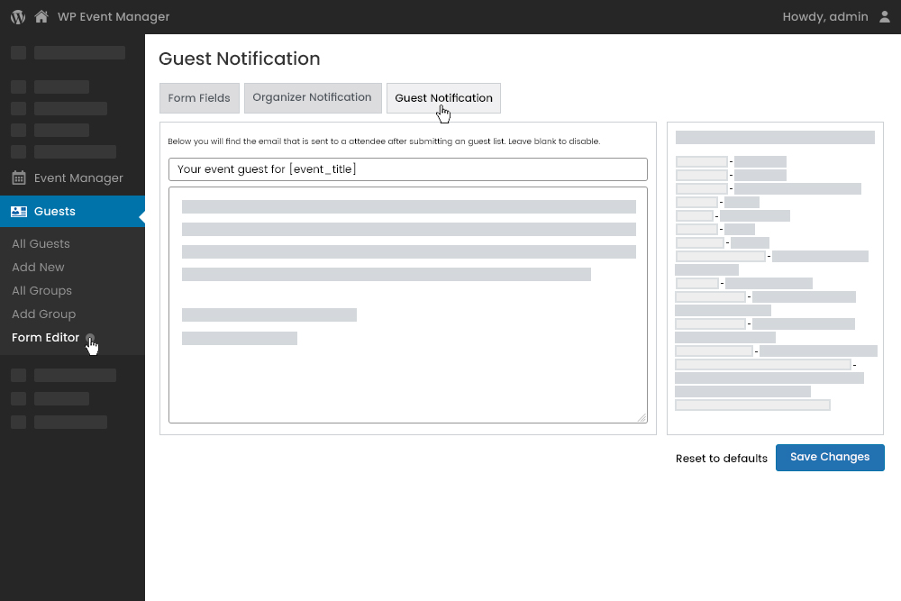 Guest Email Notification Settings Backend