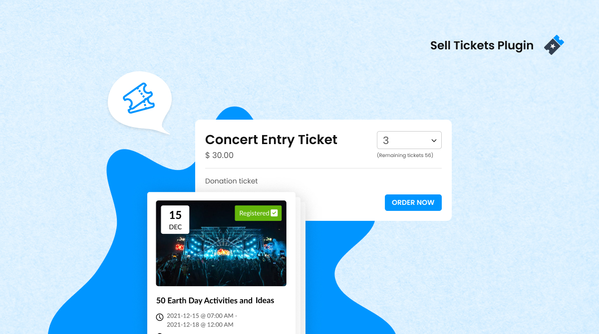 sell tickets to concert with wordpress