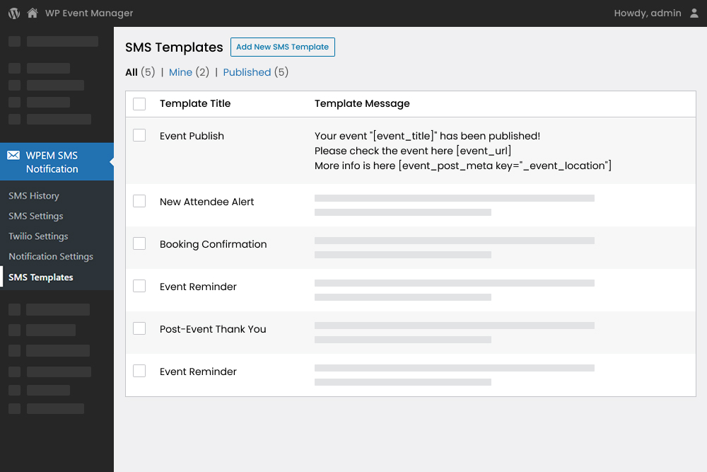 Sms Templates