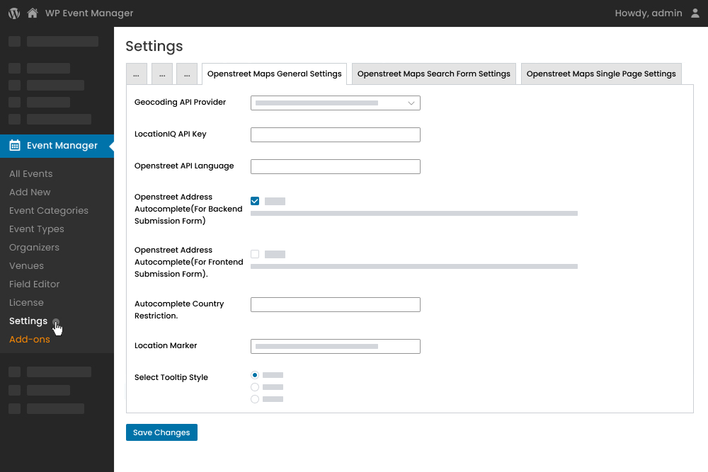 Setting Up The Map From The Admin Panel